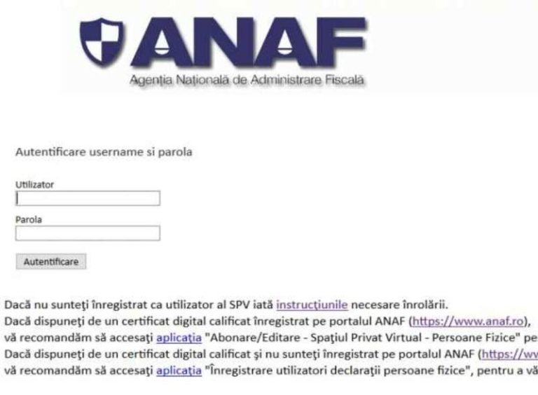 Cum te înscrii în Spațiul Privat Virtual (SPV) ANAF online